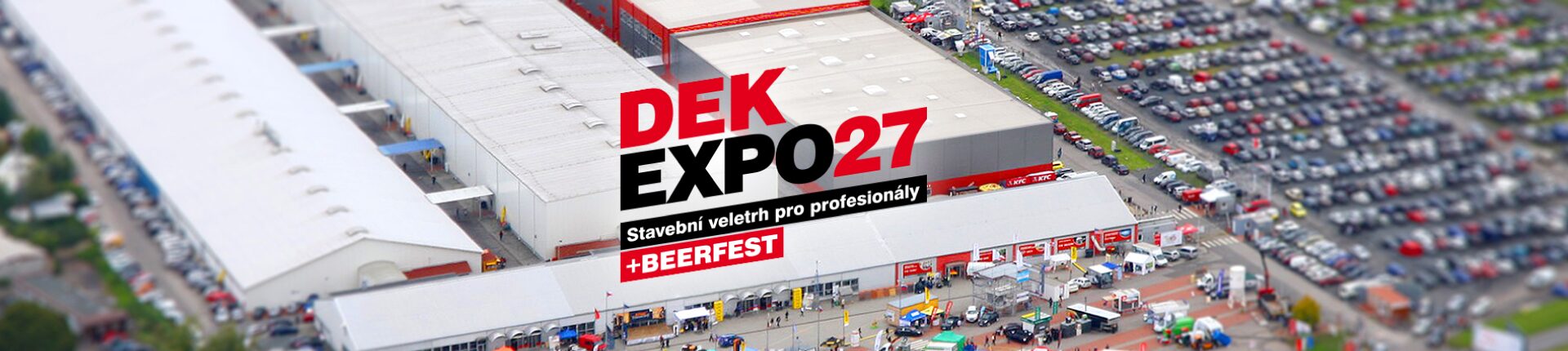 Letecký pohled na PVA Expo Praha – DEK EXPO 27, B2B stavební veletrh + BEERFEST